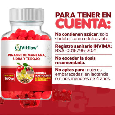 [¡MEGA OFERTA!] COMBOS x1 x2 x3 x5 - GOMITAS VINAGRE DE MANZANA - Vitflow
